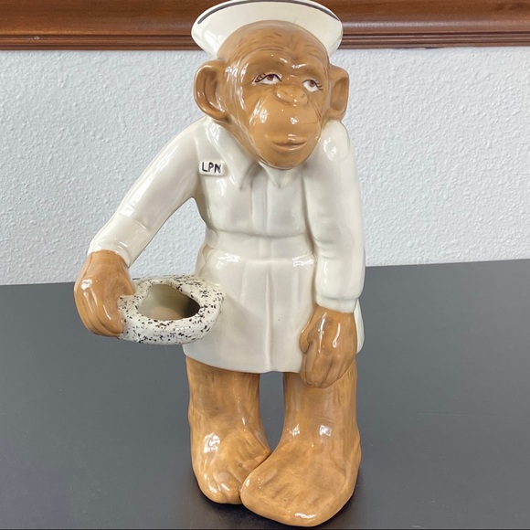 VTG ceramic LPN Nurse monkey statue funny - Picture 1 of 9